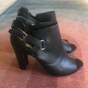 Lauren Ralph Lauren Genuine Leather Peep Toe Strappy Fall Heels